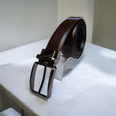 2-in-1 Reversible Pure Leather Belt - 100% Anti Peel